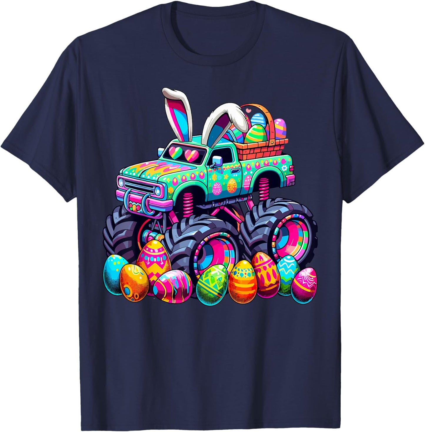 Monster Truck Colorful Easter Day T-Shirt - T-Shirt | Navy
