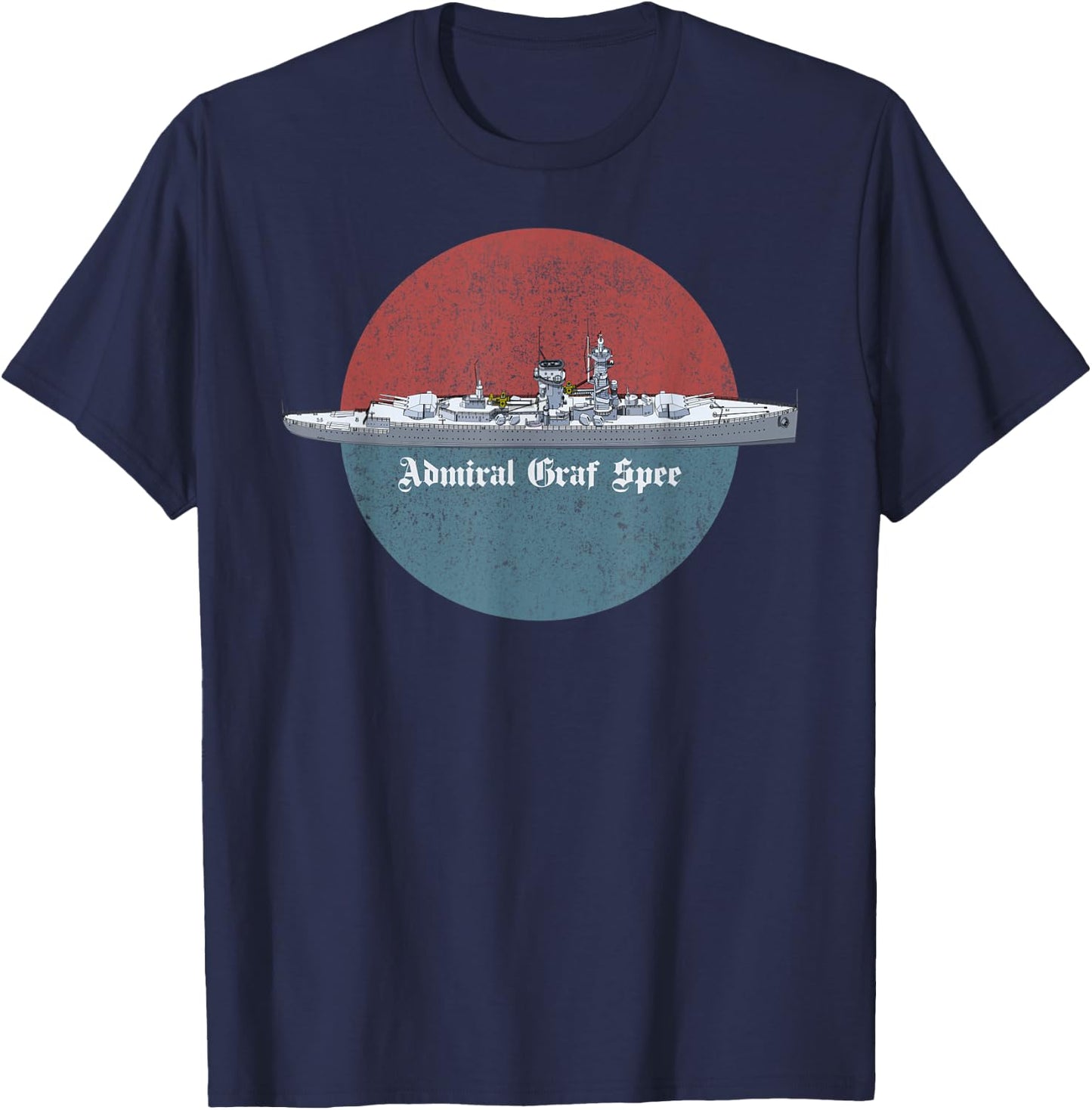 Admiral Graf Spee German WW2 Panzerschiff Vintage Scene T-Shirt - T-Shirt | Navy