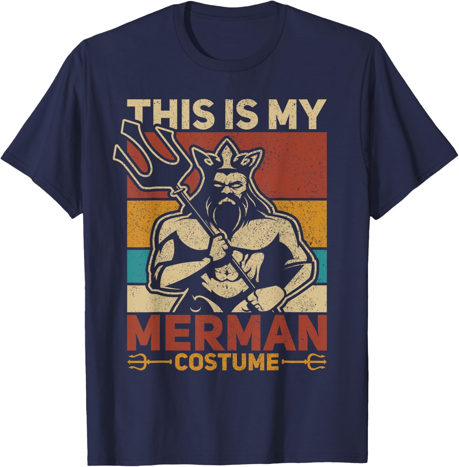 Merdaddy Mermaid Dad Fathers Day Party Outfit Merman Costume T-Shirt - T-Shirt | Navy