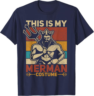 Merdaddy Mermaid Dad Fathers Day Party Outfit Merman Costume T-Shirt - T-Shirt | Navy