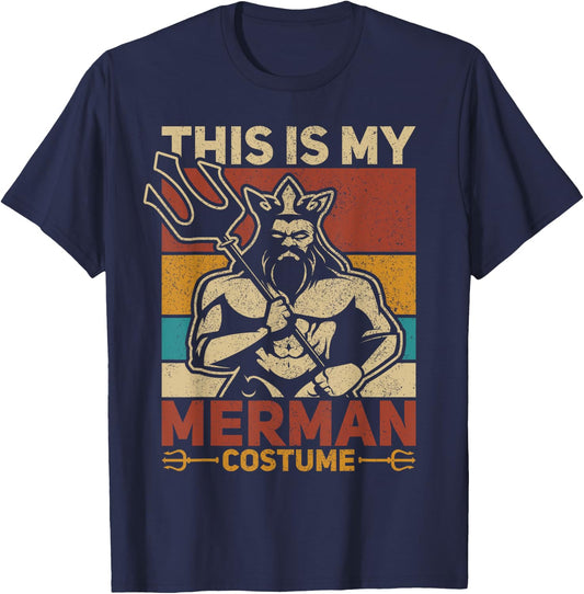 Merdaddy Mermaid Dad Fathers Day Party Outfit Merman Costume T-Shirt - T-Shirt | Navy