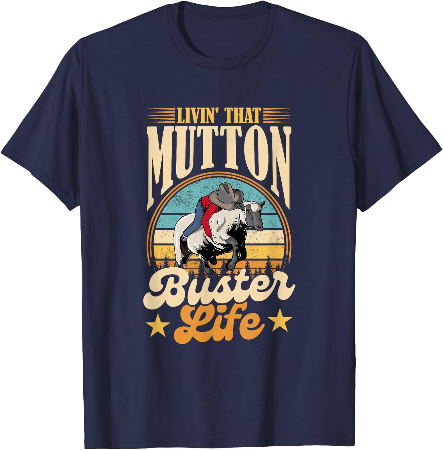 Mutton Busting Youth Rodeo Sheep Riding Kids Mutton Buster T-Shirt - T-Shirt | Navy