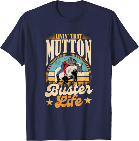 Mutton Busting Youth Rodeo Sheep Riding Kids Mutton Buster T-Shirt - T-Shirt | Navy