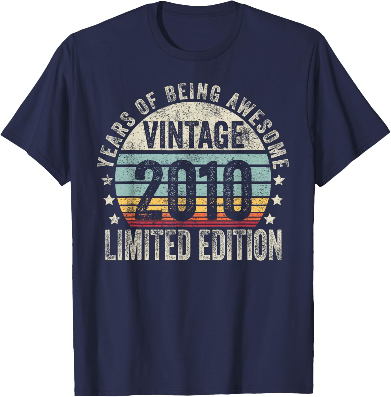 Vintage 2010 T Shirts Retro Funny 2010 Birthday T-Shirt - T-Shirt | Navy