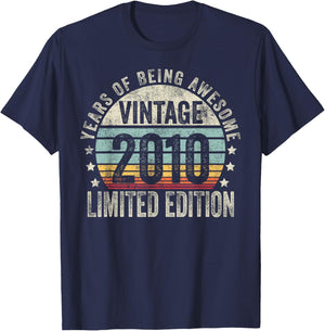 Vintage 2010 T Shirts Retro Funny 2010 Birthday T-Shirt - T-Shirt | Navy