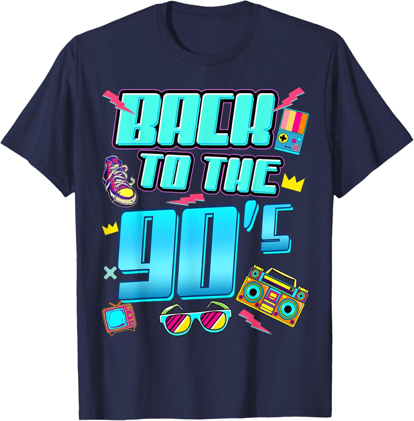 90er Jahre Outfit Damen Herren Back to The 90s Retro Party T-Shirt - T-Shirt | Navy