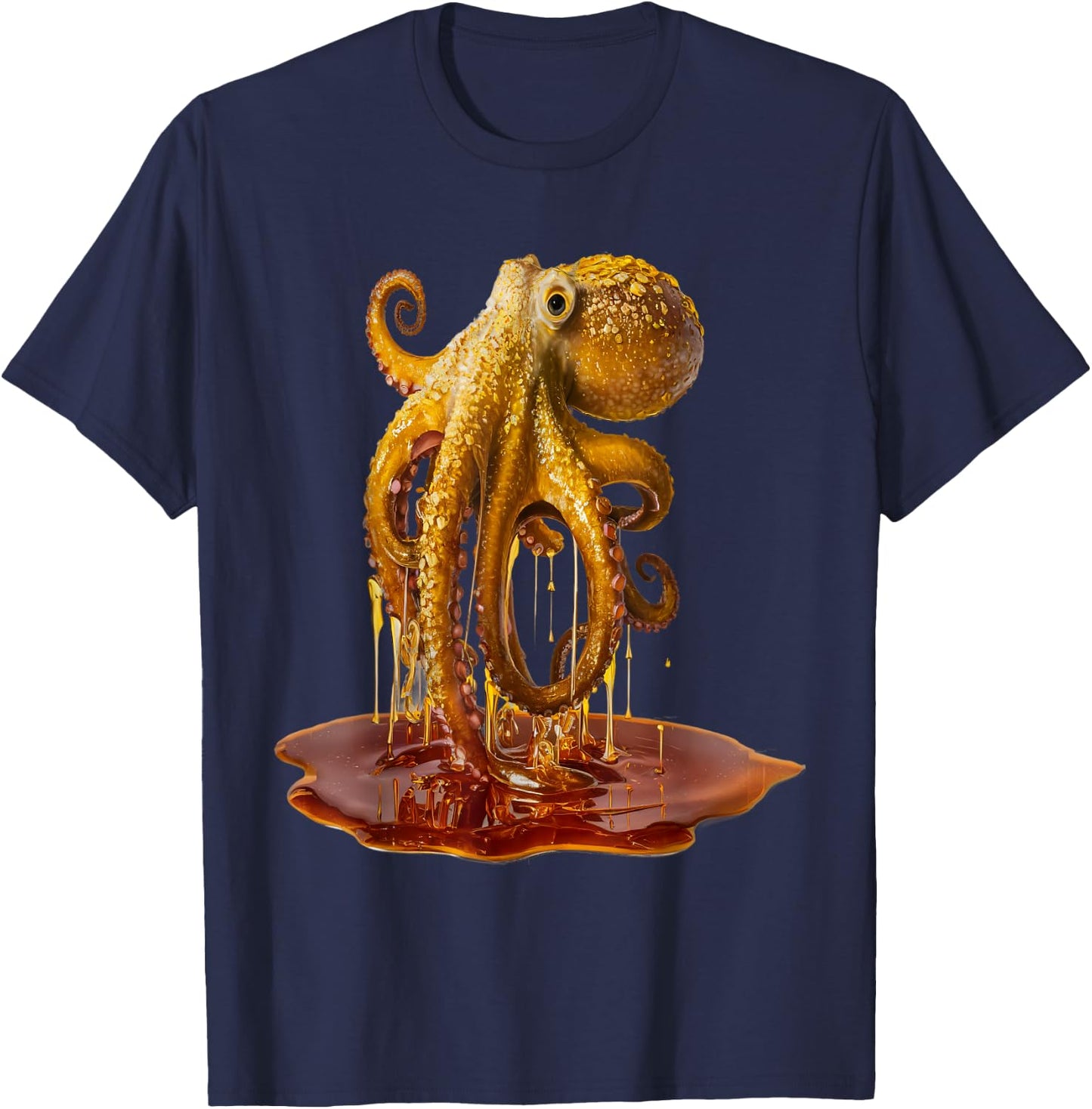 Octopus Men Woman Aesthetic Gold Honey Octopus T-Shirt - T-Shirt | Navy