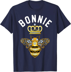 Bonnie Name Bonnie Birthday Gifts Queen Crown Bee Bonnie T-Shirt - T-Shirt | Navy