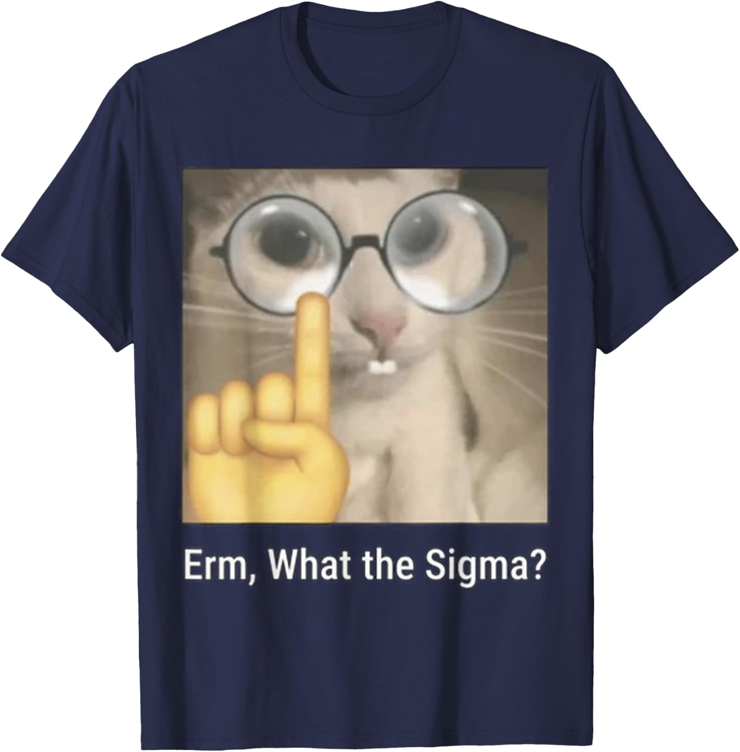 Cat Funny Erm, What The Sigma? Cat Meme Funny T-Shirt - T-Shirt | Navy