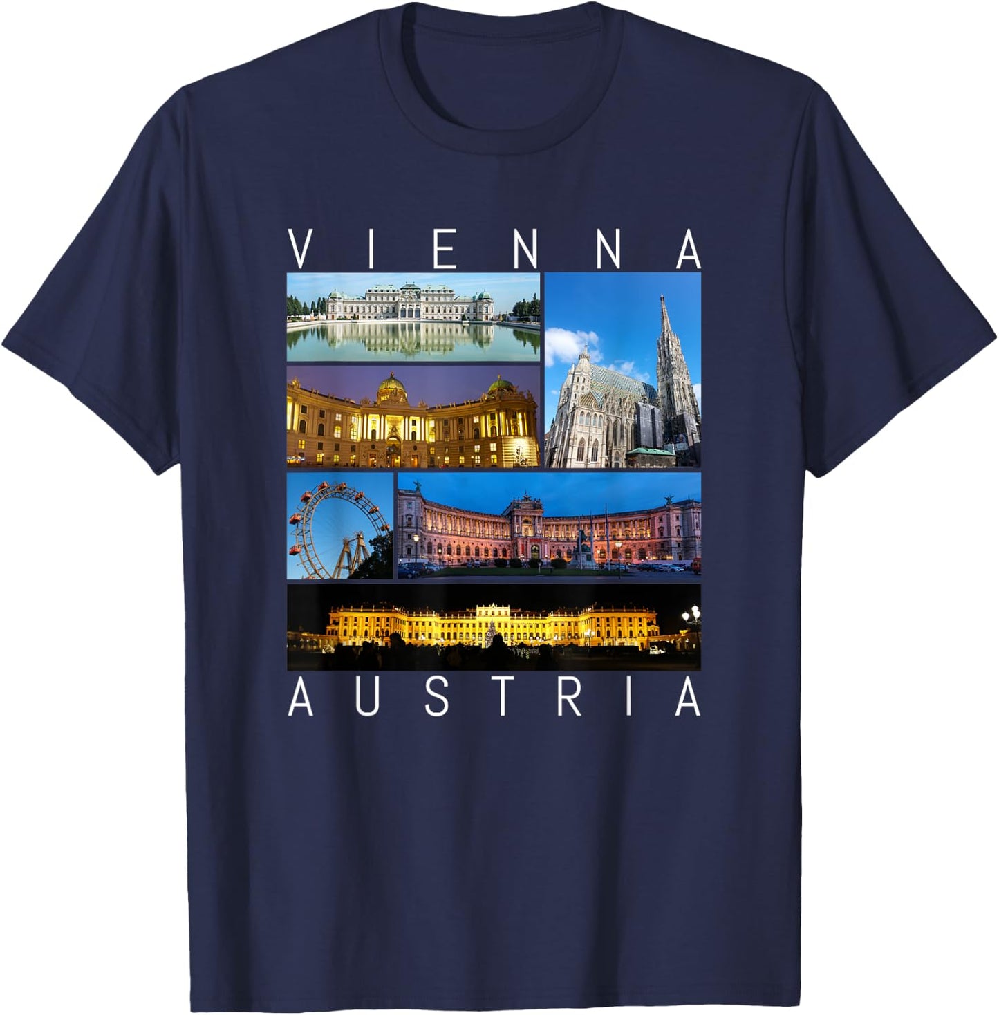 Vienna Austria famous sights gallery Souvenir T-Shirt - T-Shirt | Navy