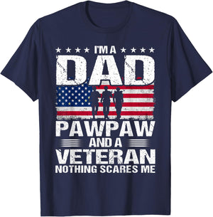 I Am A Dad A Pawpaw And A Veteran T Shirt Fathers Day T-Shirt - T-Shirt | Navy