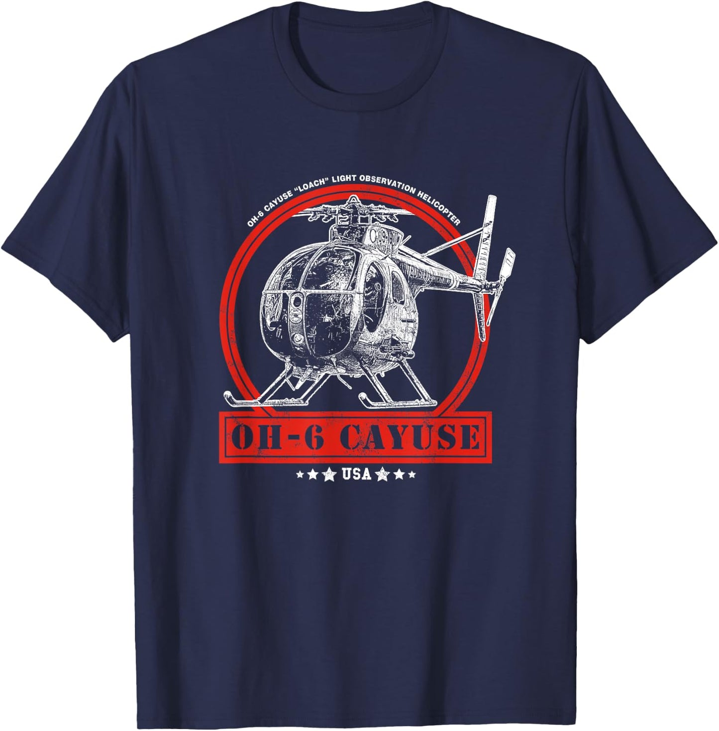 OH-6 "Loach" Cayuse Helicopter T-Shirt - T-Shirt | Navy