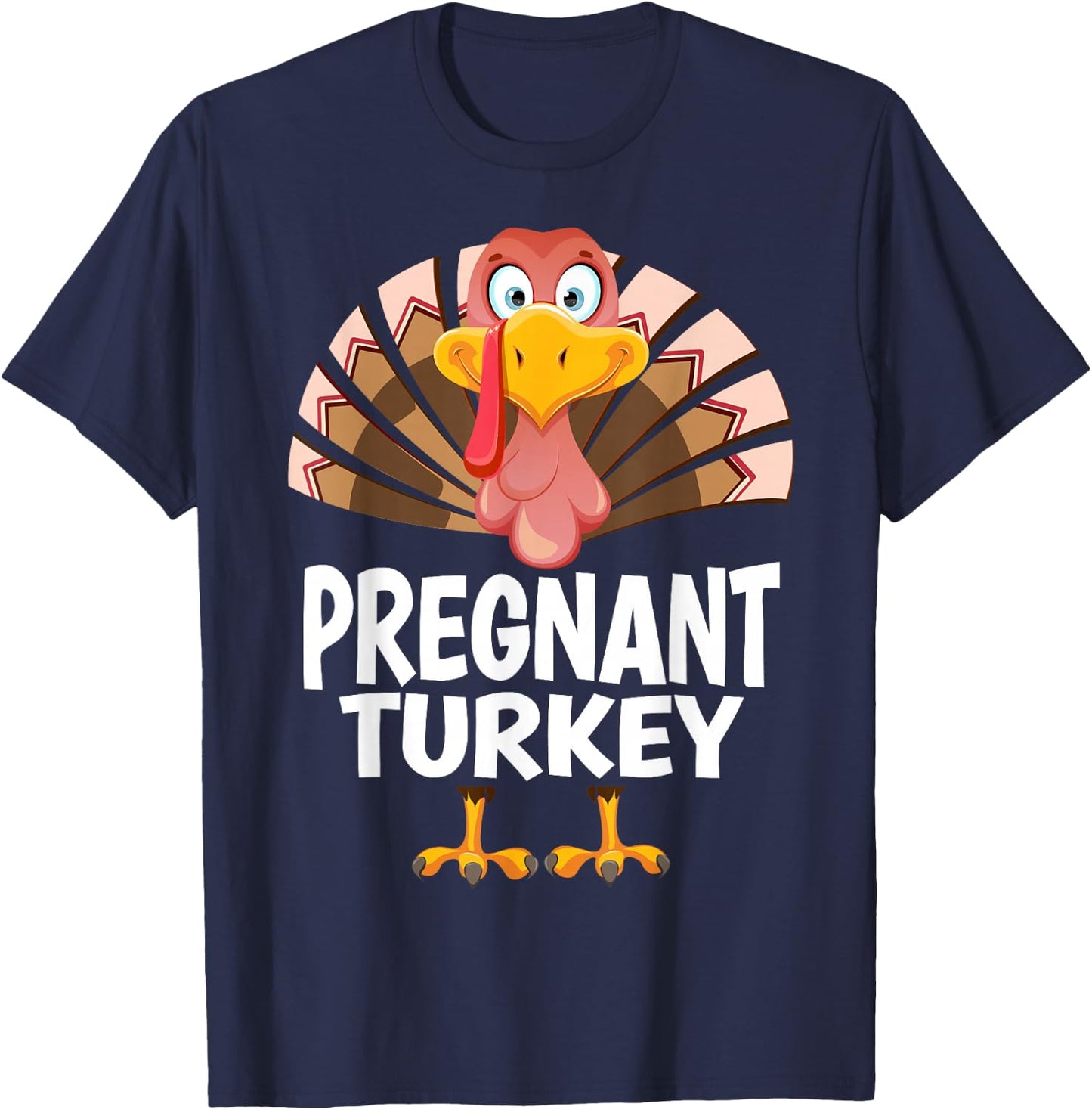 Thanksgiving Pregnant Turkey Matching Pajama T-Shirt - T-Shirt | Navy