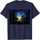 Funny Bigfoot Hiking Art Starry Night Hiker Want to Believe T-Shirt - T-Shirt | Navy