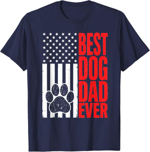 Best Dog Dad Ever Patriotic Father's Day Dog Lover T-Shirt - T-Shirt | Navy