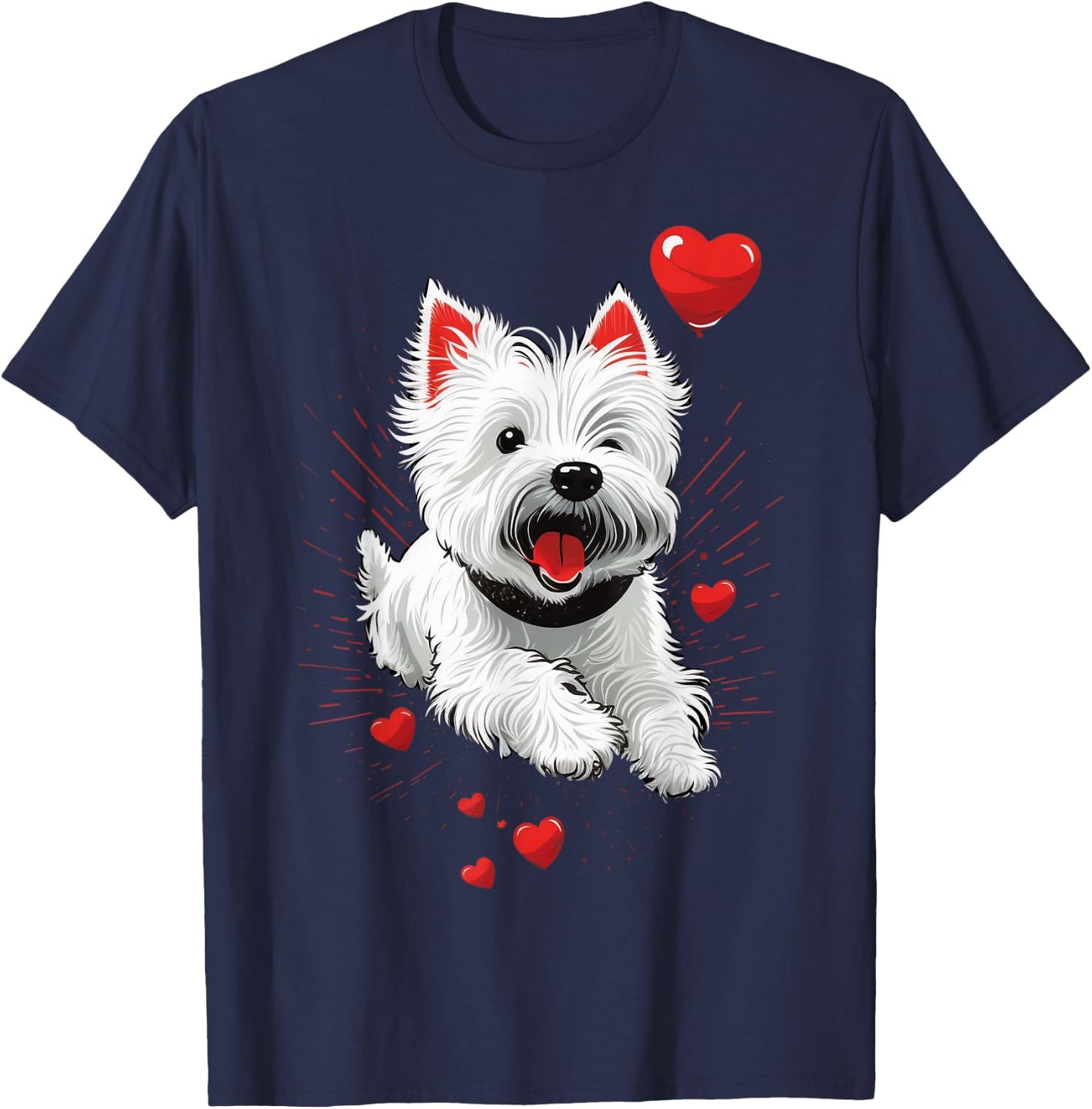 Westie Love Heart on West Highland White Terrier Lover T-Shirt - T-Shirt | Navy