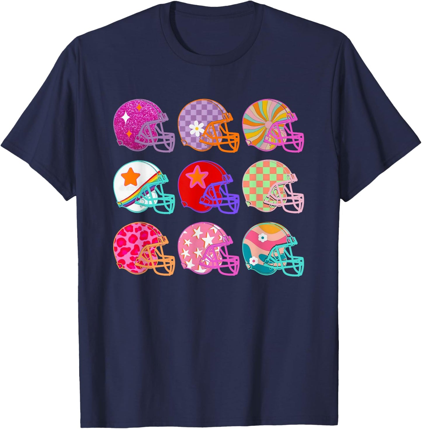 Football Hat Colorful Football For Football Players T-Shirt - T-Shirt | Navy