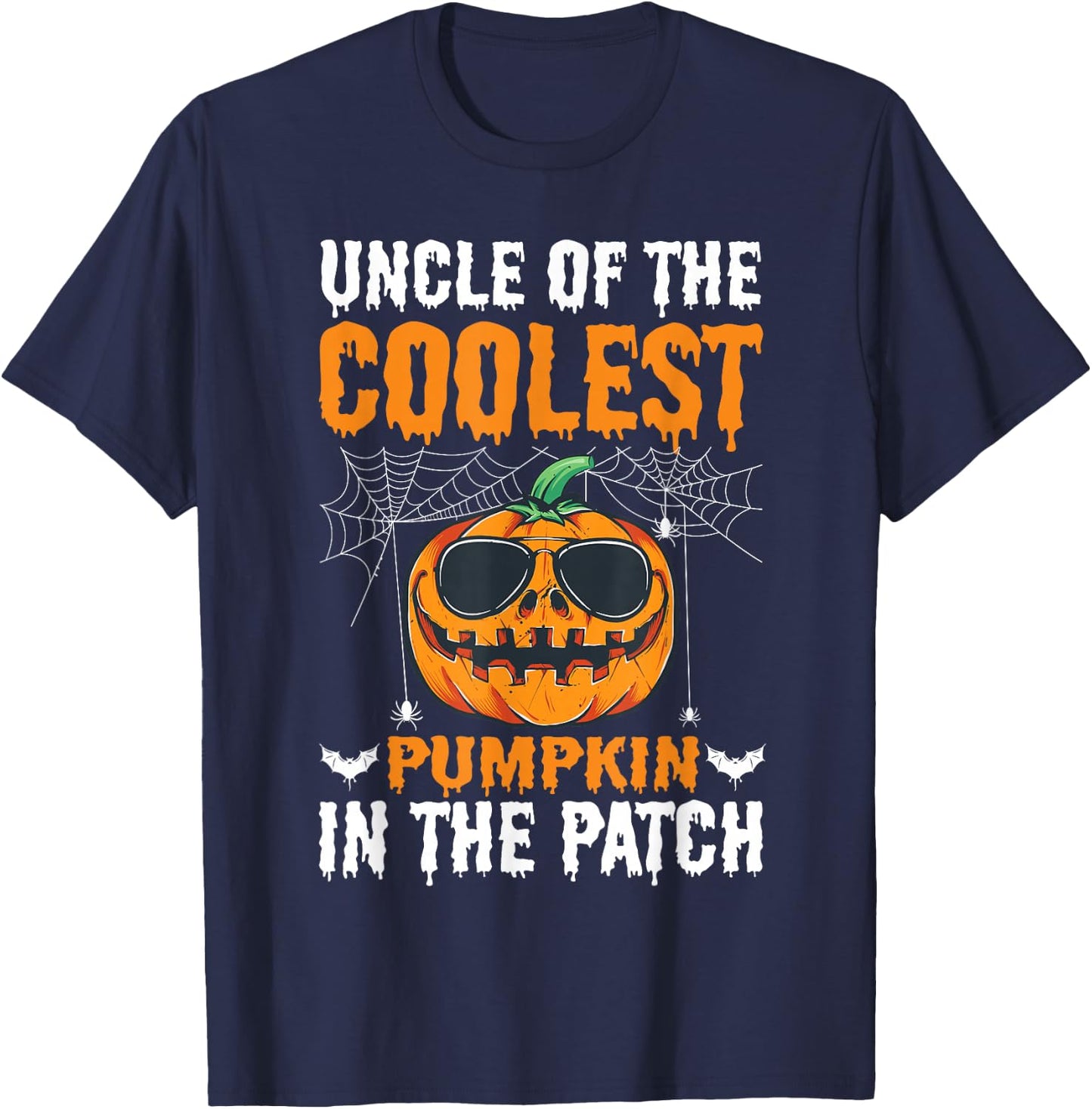 Uncle of The Coolest Pumpkin in The Patch Uncle Halloween T-Shirt - T-Shirt | Navy