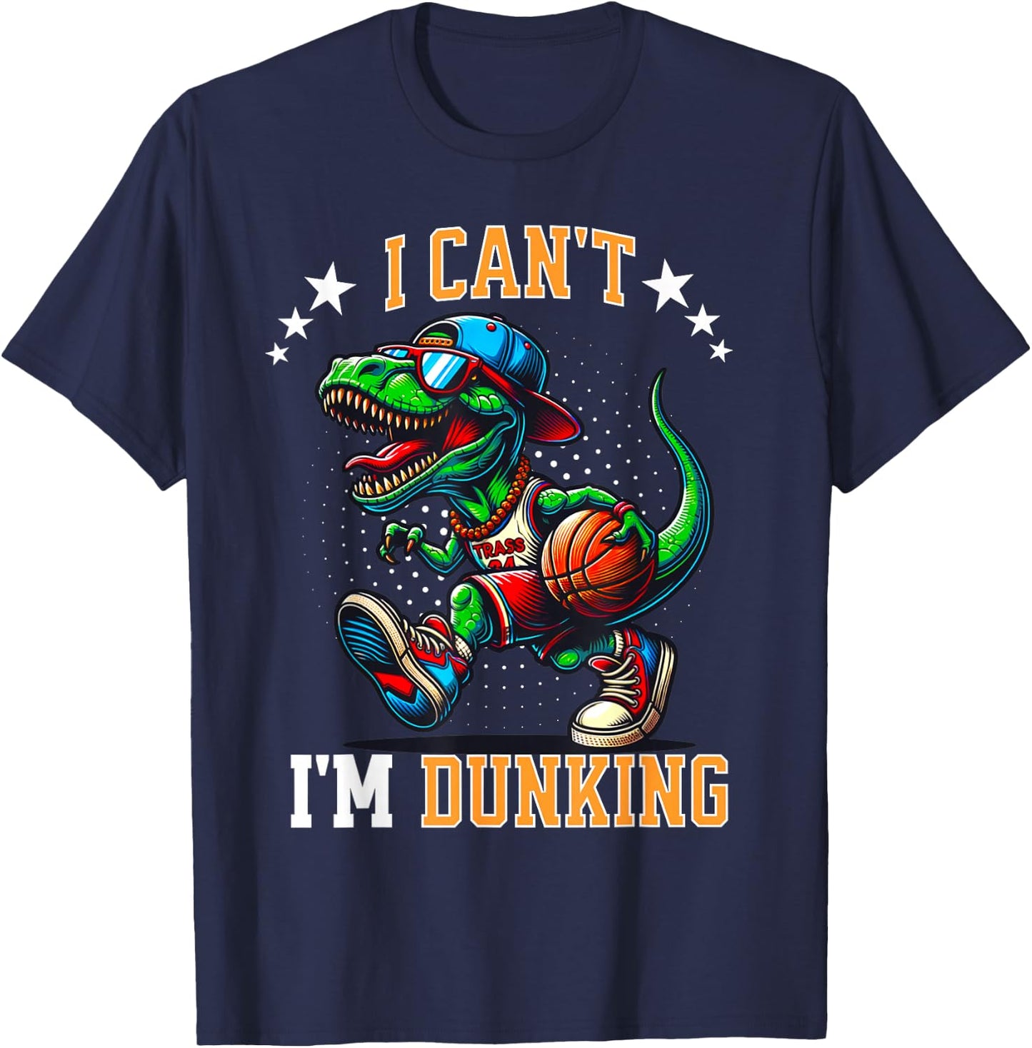 I'm Dunking Basketball Dinosaur T Rex Player Kids Boys Teens T-Shirt - T-Shirt | Navy