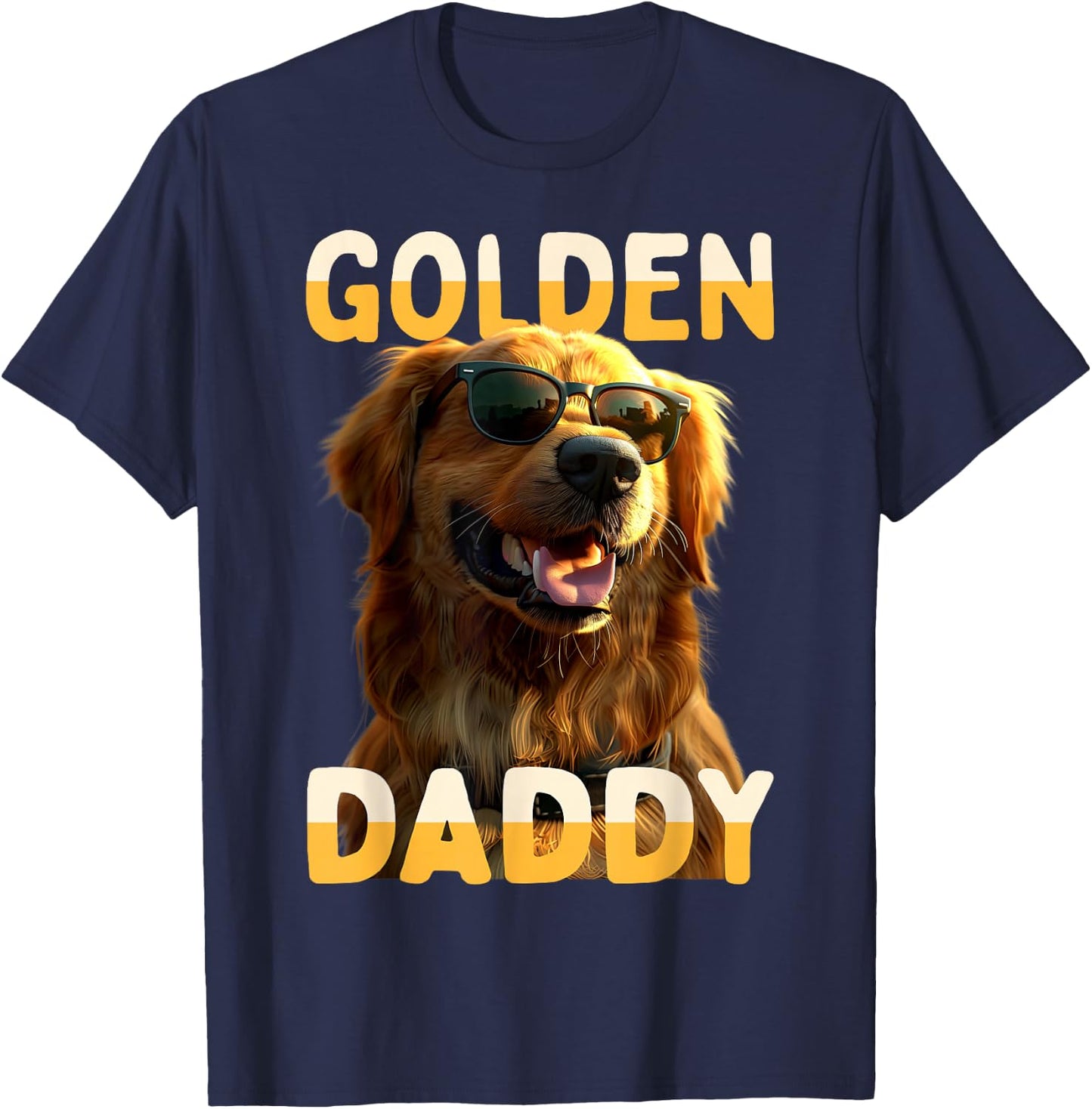 Golden Daddy Dad Father's Day Dad Golden Retriever Dad T-Shirt - T-Shirt | Navy