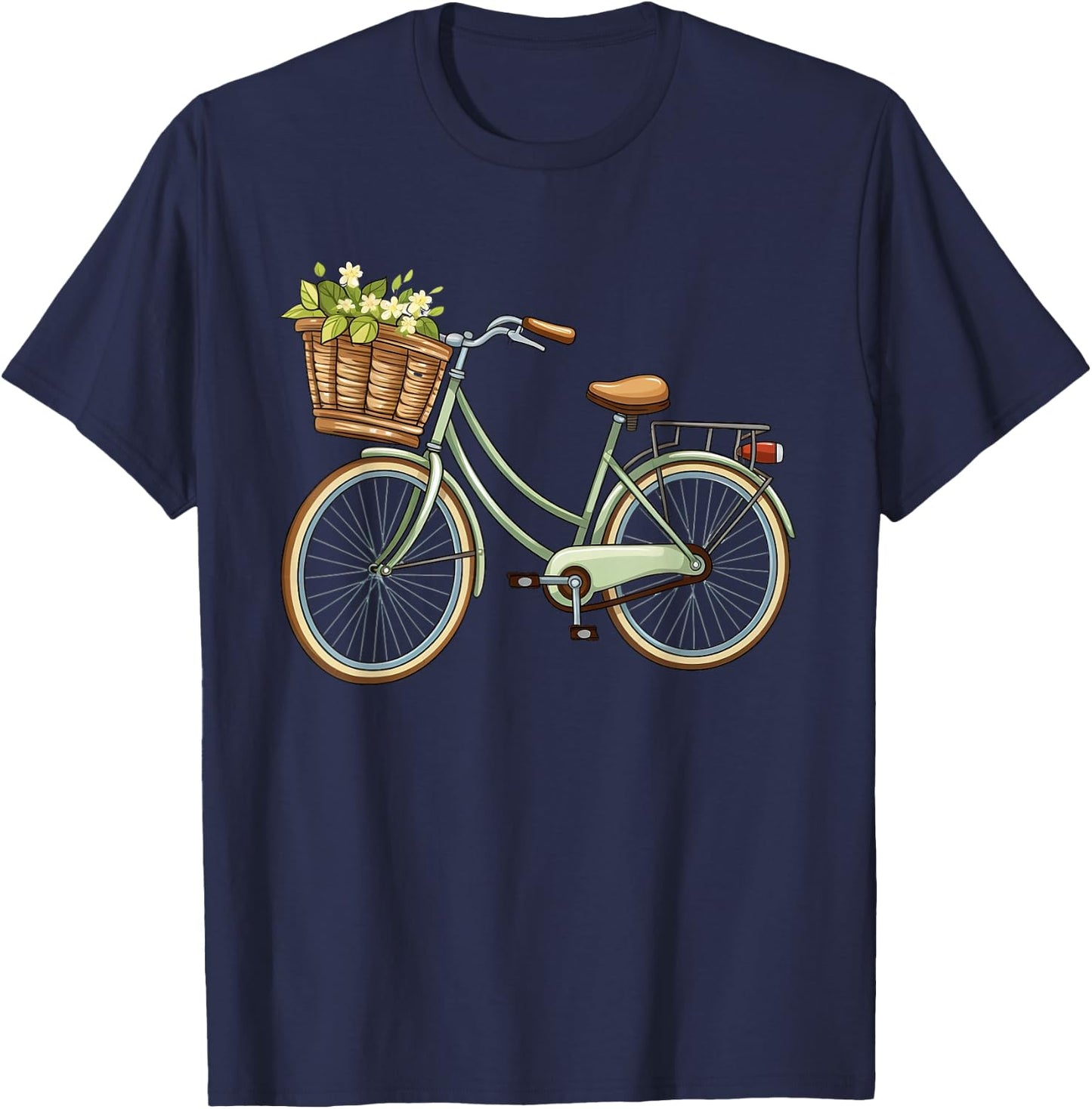 EIN schöner Retro Fahrrad mit dem Blumen Korb Fahrrad T-Shirt - T-Shirt | Navy