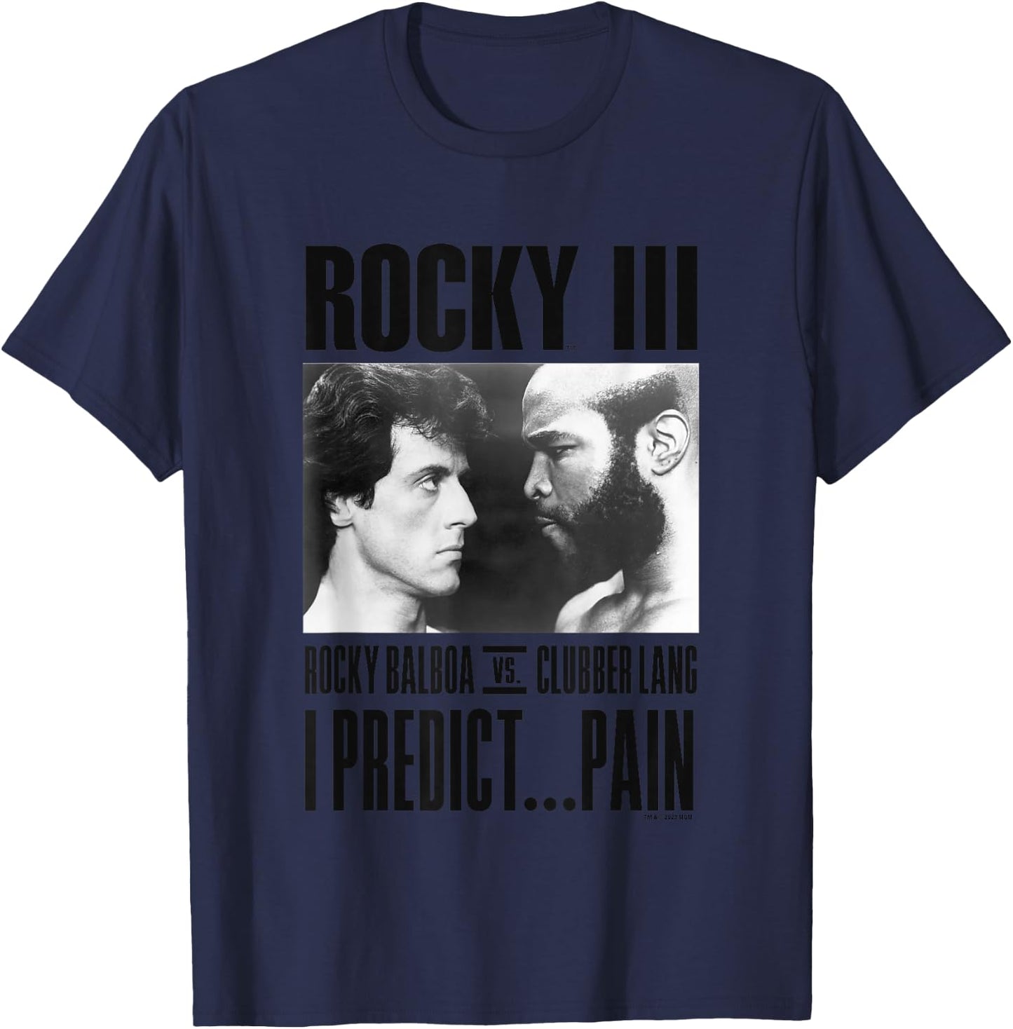 Rocky III I Predict Pain Rocky Vs Clubber Long Panel , gray T-Shirt - T-Shirt | Navy