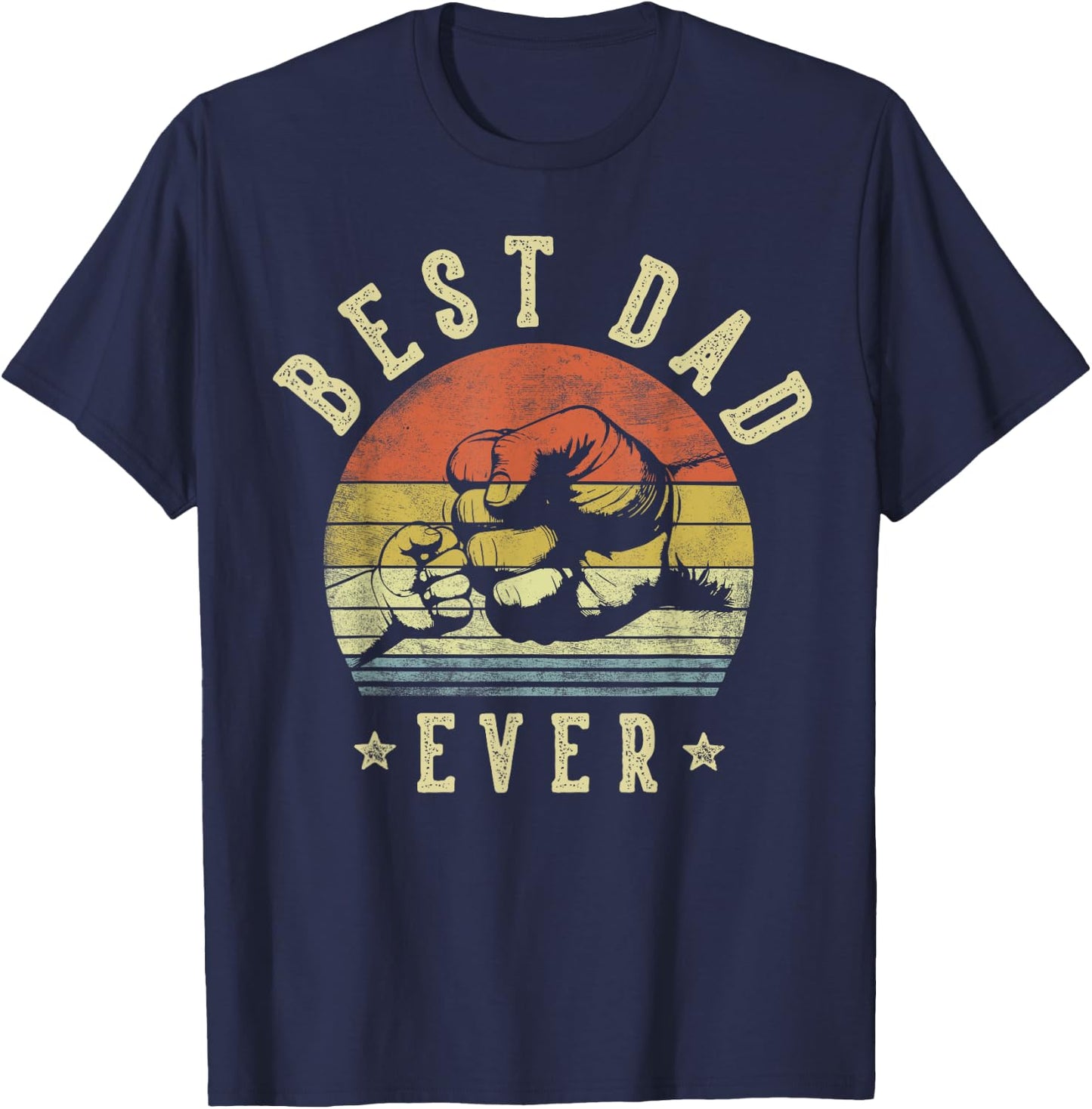 Best Dad Ever - Retro Fist Bump Vintage Design Dad T-Shirt - T-Shirt | Navy