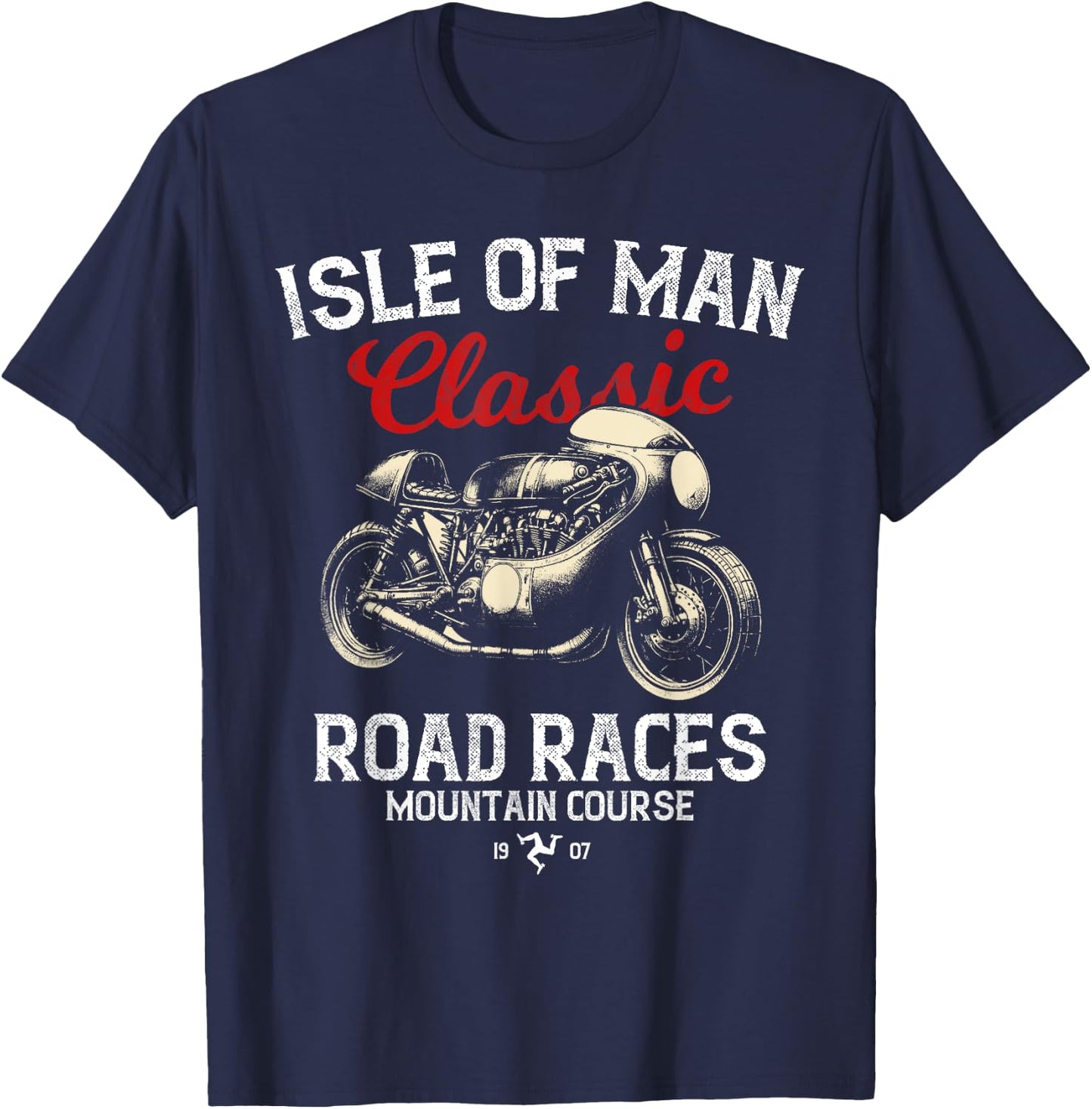 Retro Isle of Man TT Races Vintage Motorcycle Race , black T-Shirt - T-Shirt | Navy