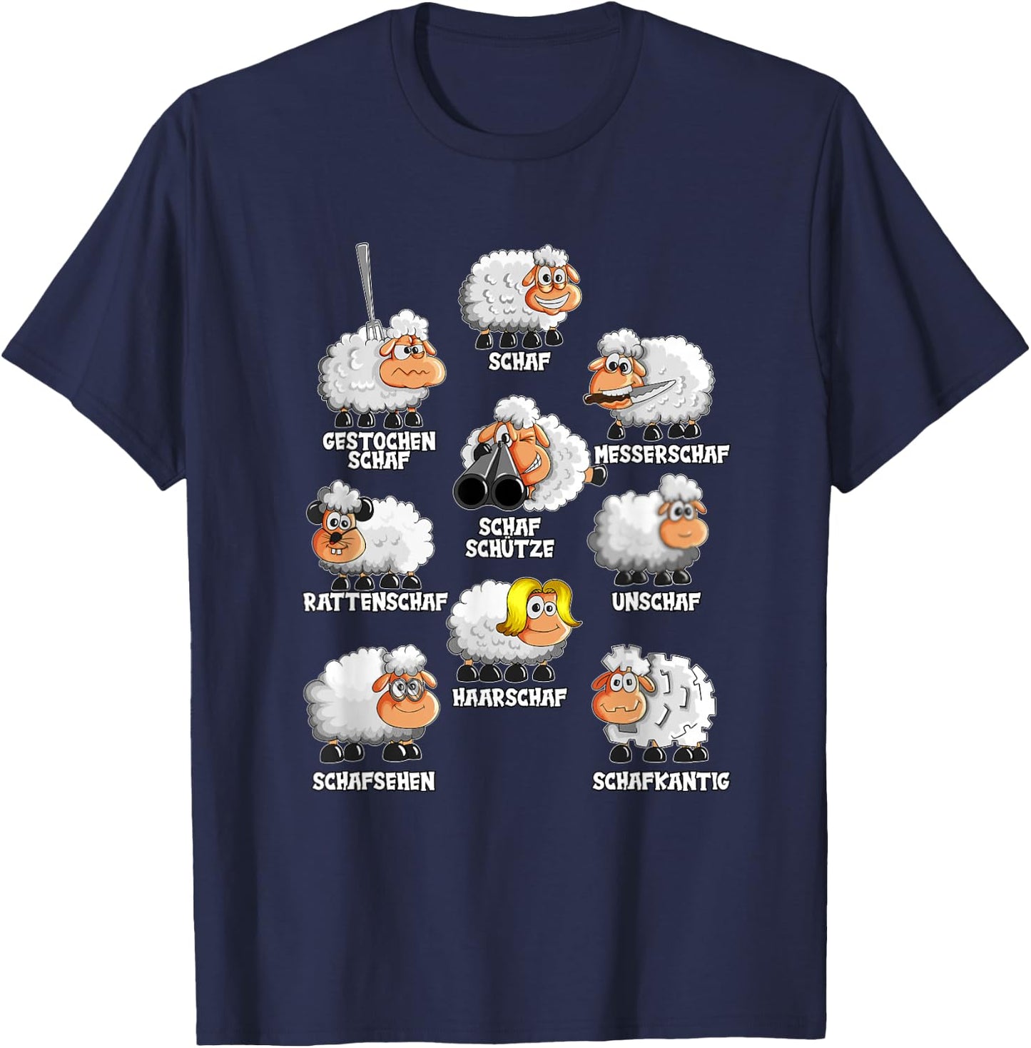 Funny Sheep Knife Sheep Rat Sheep , black, s T-Shirt - T-Shirt | Navy