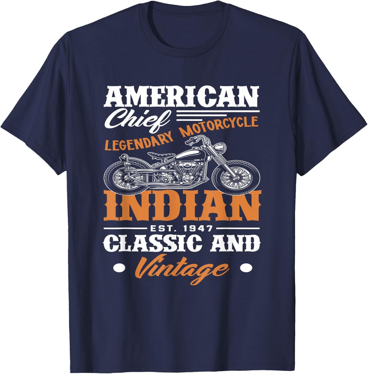 Vintage American Motorrad Indian Biker Lustiges Motorrad T-Shirt - T-Shirt | Navy