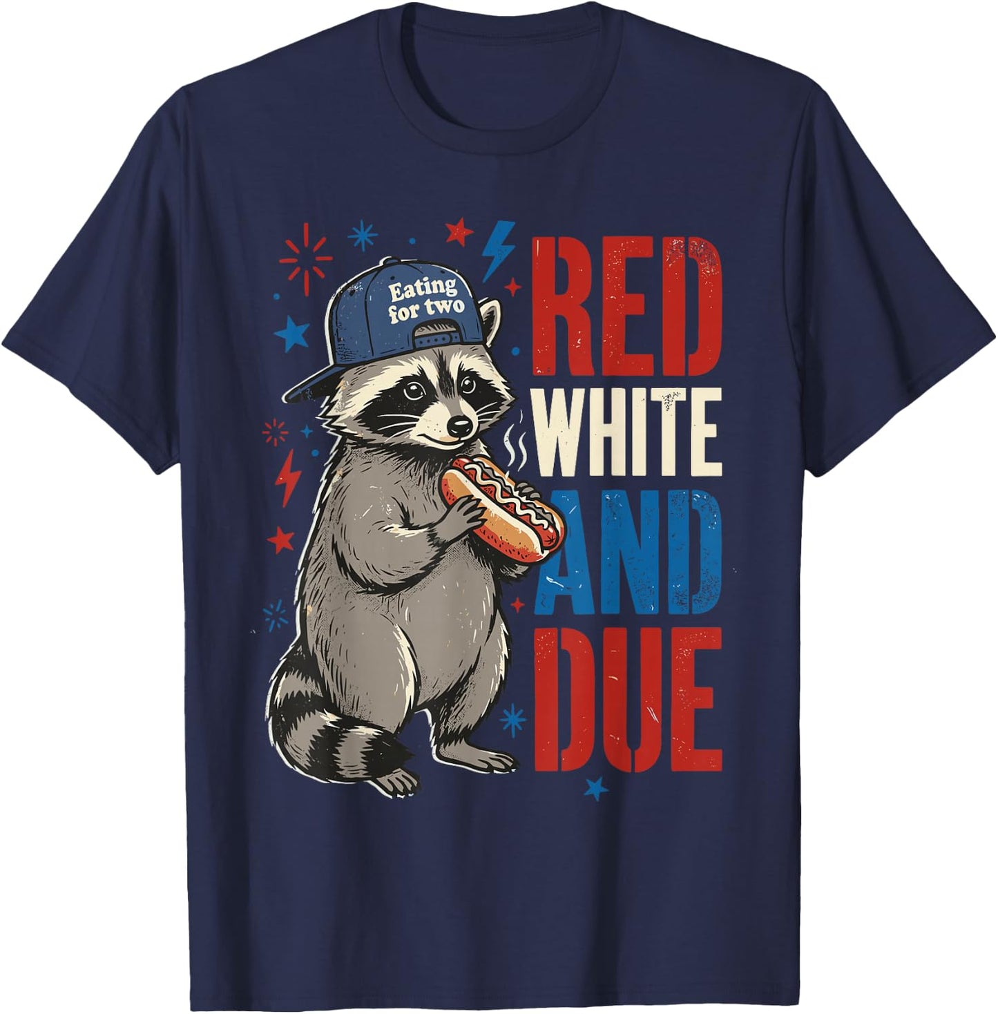 Red White and Due 4th of July Pregnancy Announcement Raccoon T-Shirt - T-Shirt | Navy
