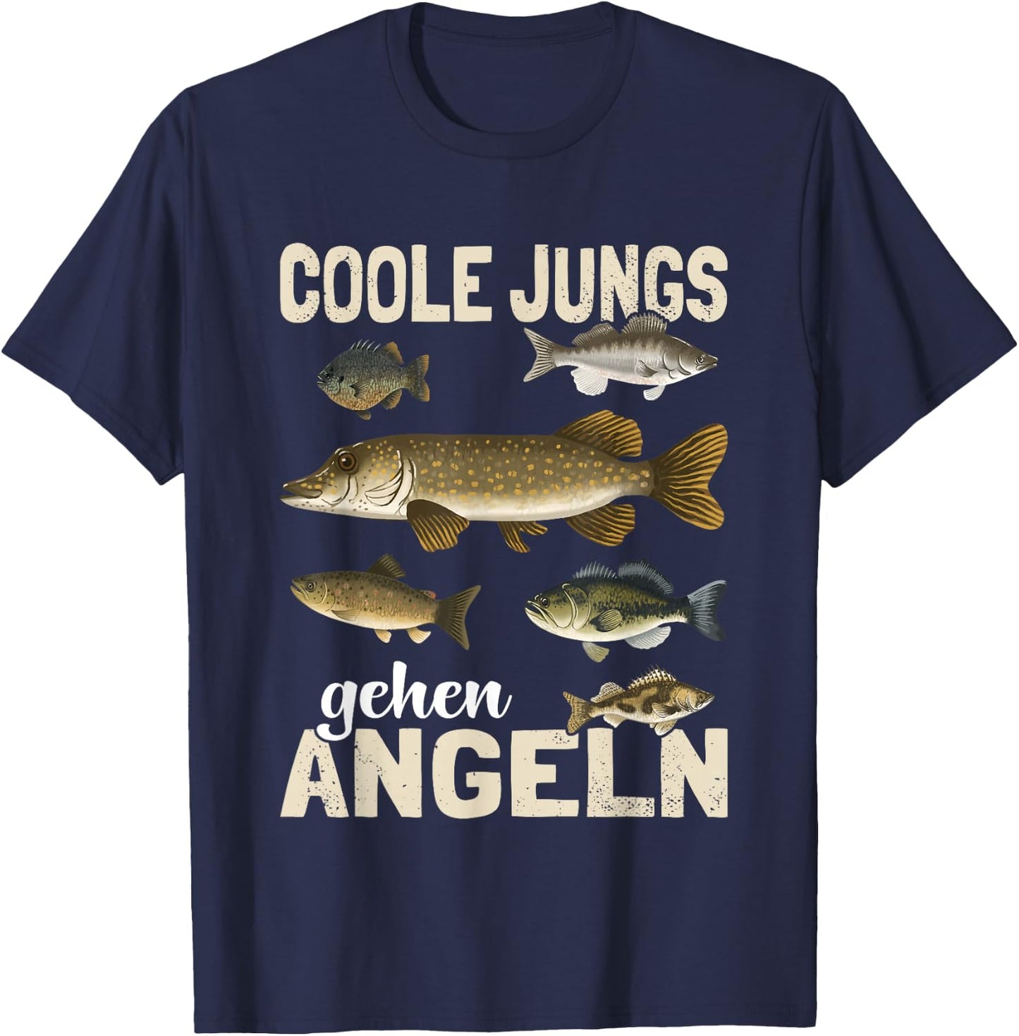 Cool Boys Go Fishing Funny Fish Sport Fisherman Fisherman T-Shirt - T-Shirt | Navy