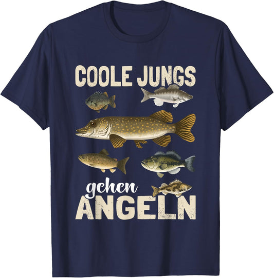 Cool Boys Go Fishing Funny Fish Sport Fisherman Fisherman T-Shirt - T-Shirt | Navy