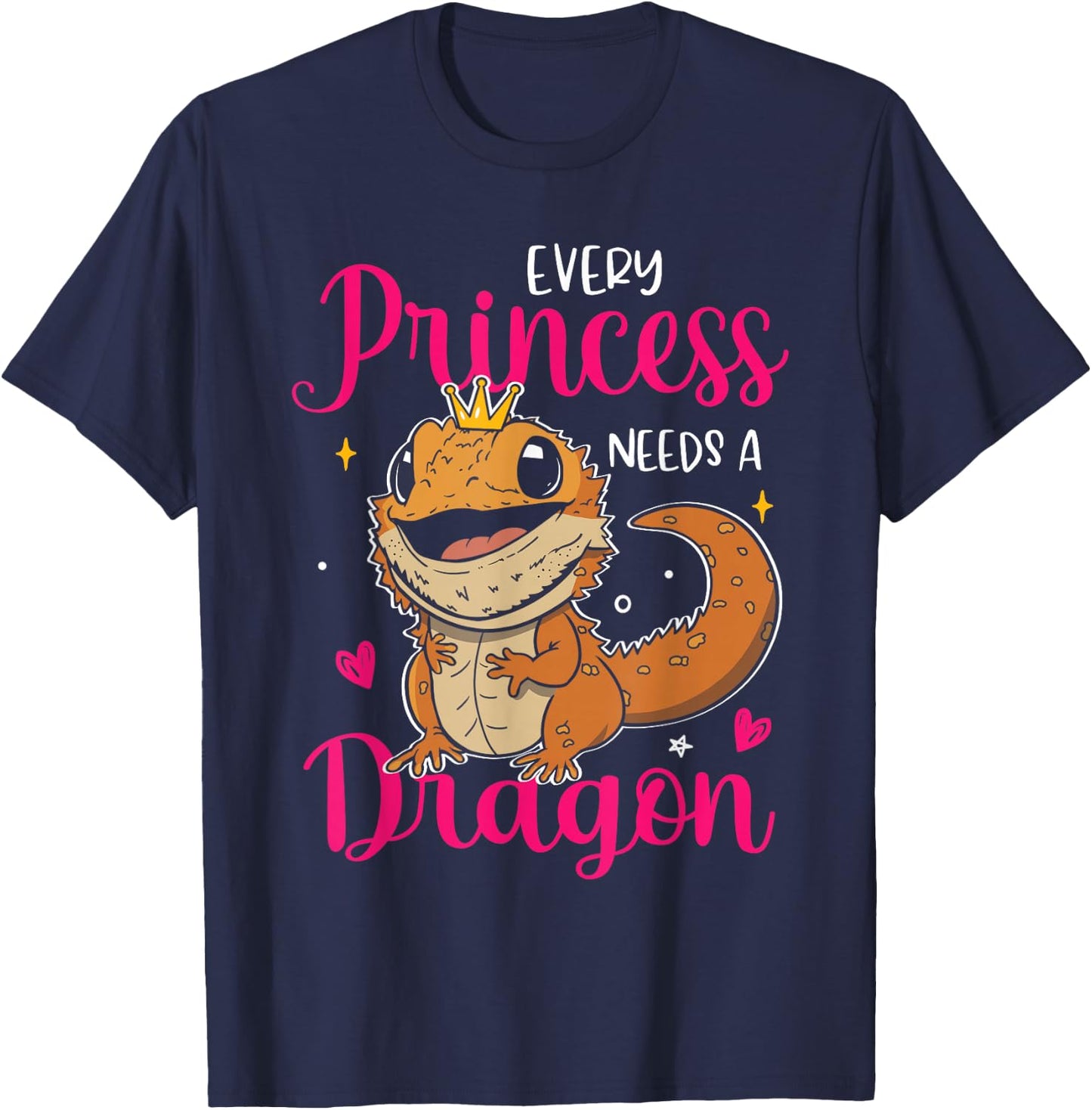 Pet Lover Every Princess Needs Bearded Dragon Reptile Lizard T-Shirt - T-Shirt | Navy
