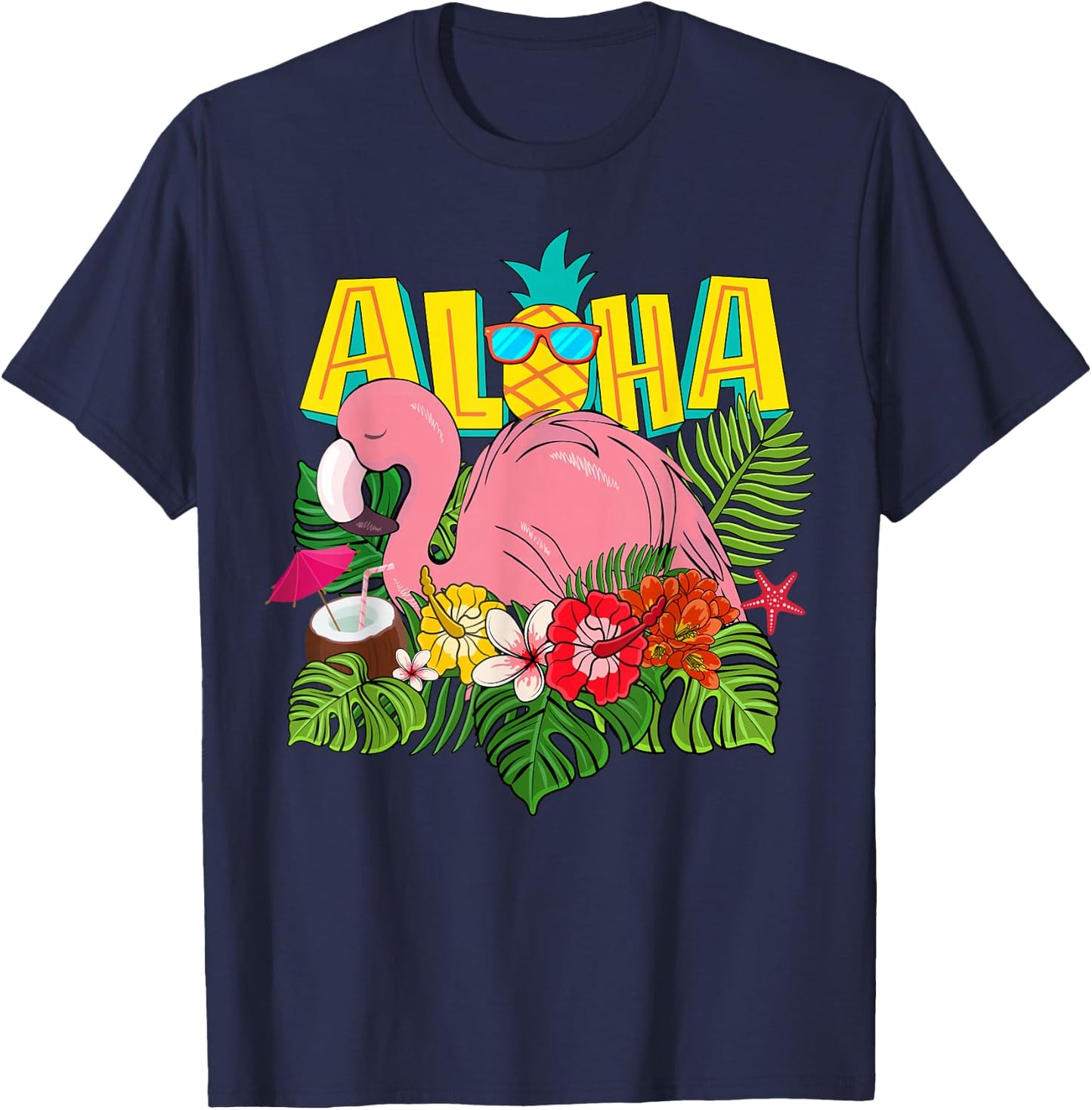 Aloha Hawaiian-Shirt Kids Girl Women Flamingo Hawaii T-Shirt - T-Shirt | Navy