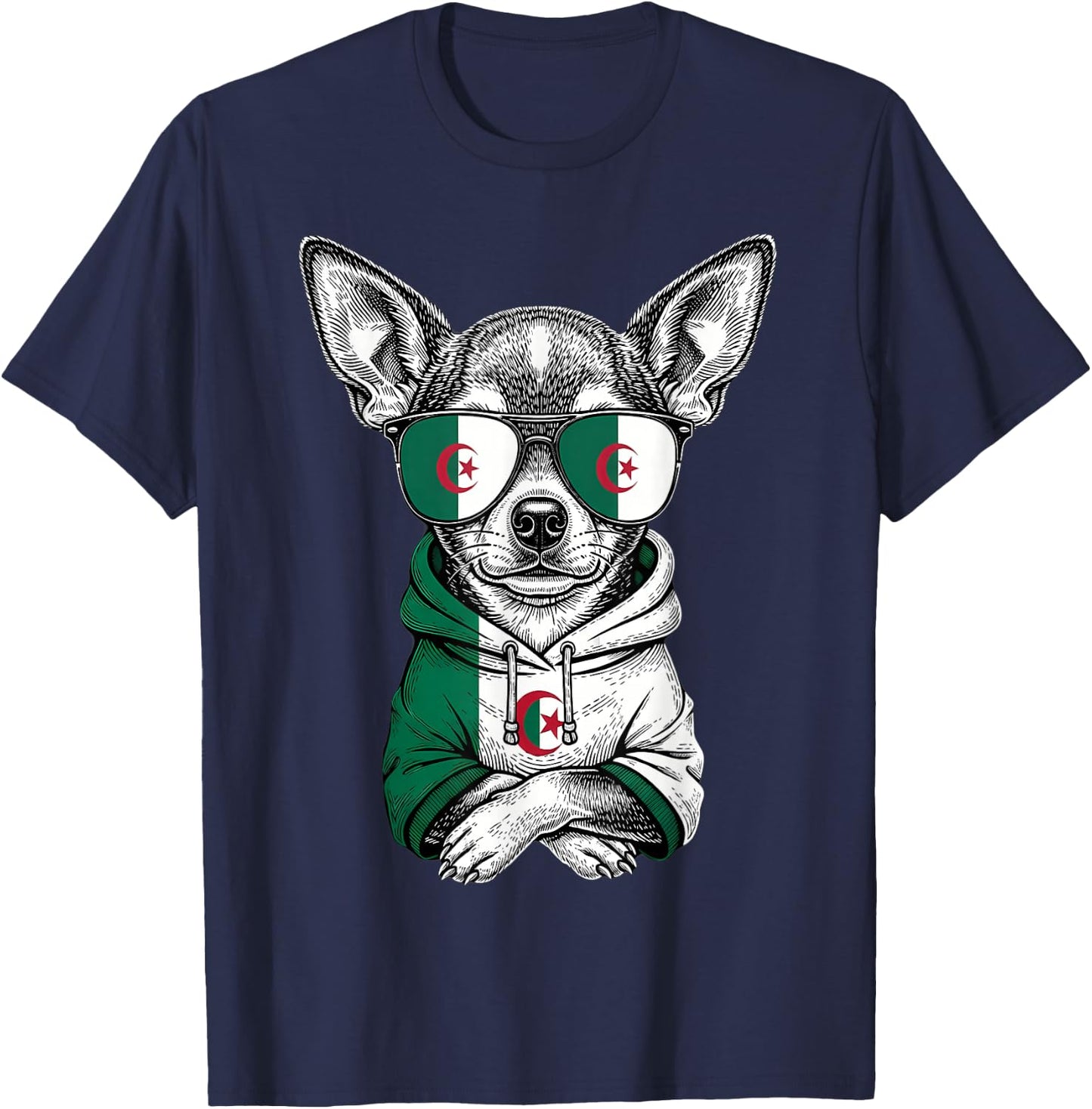 Algeria Roots Dog Algerian Flag T-Shirt - T-Shirt | Navy