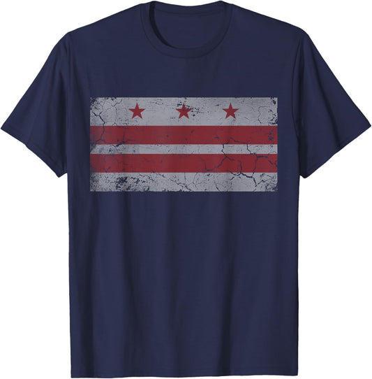 Retro Patriotic Flag of Washington D.C. Vintage Distressed T-Shirt - T-Shirt | Navy