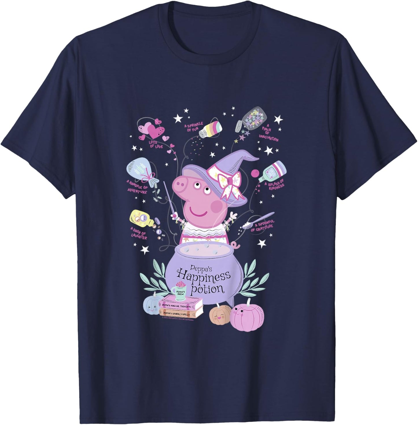 Kids Peppa Pig Halloween Peppa's Happiness Potion Cauldron Mix T-Shirt - T-Shirt | Navy