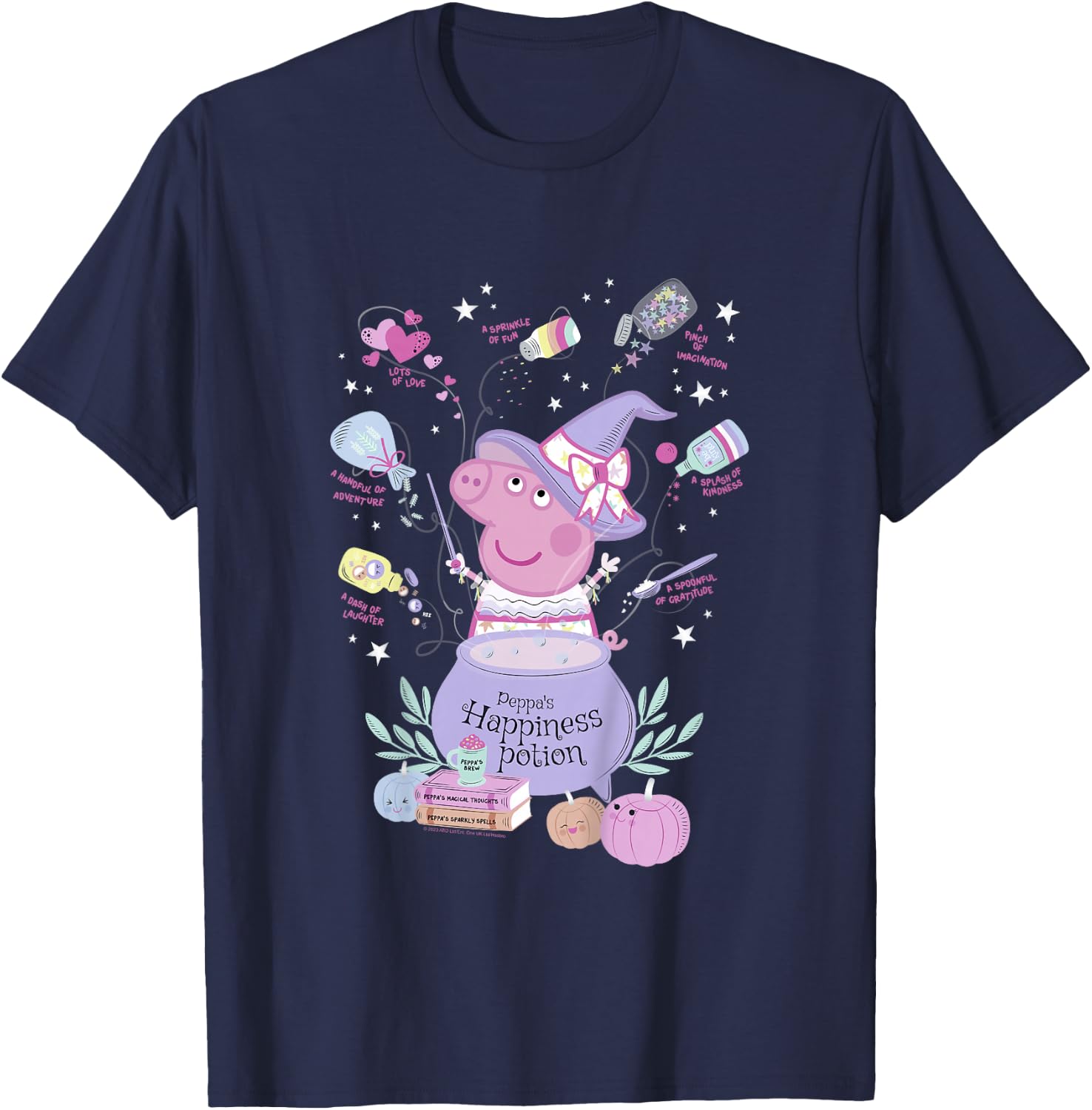 Kids Peppa Pig Halloween Peppa's Happiness Potion Cauldron Mix T-Shirt - T-Shirt | Navy