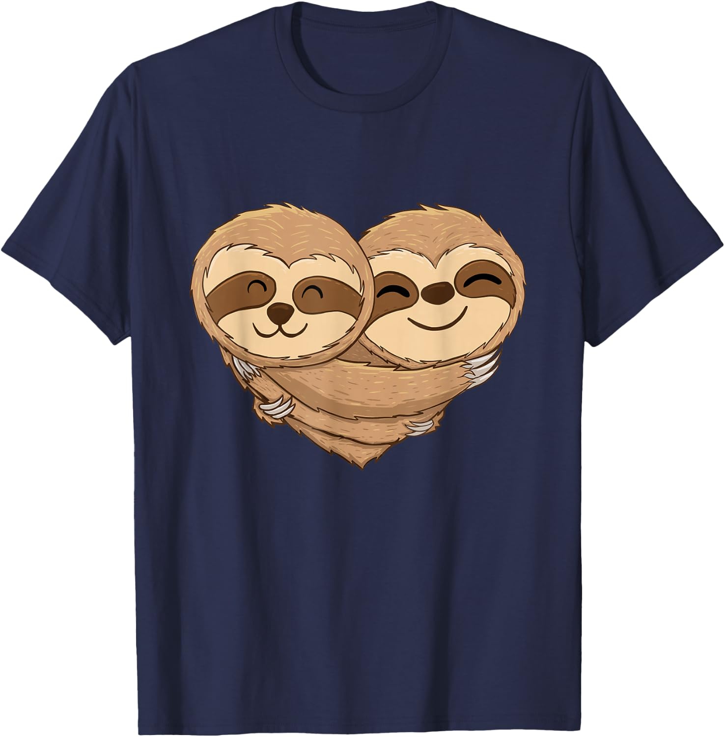 Sloth Couple - Lover Valentines Heart Wildlife Zookeeper T-Shirt - T-Shirt | Navy