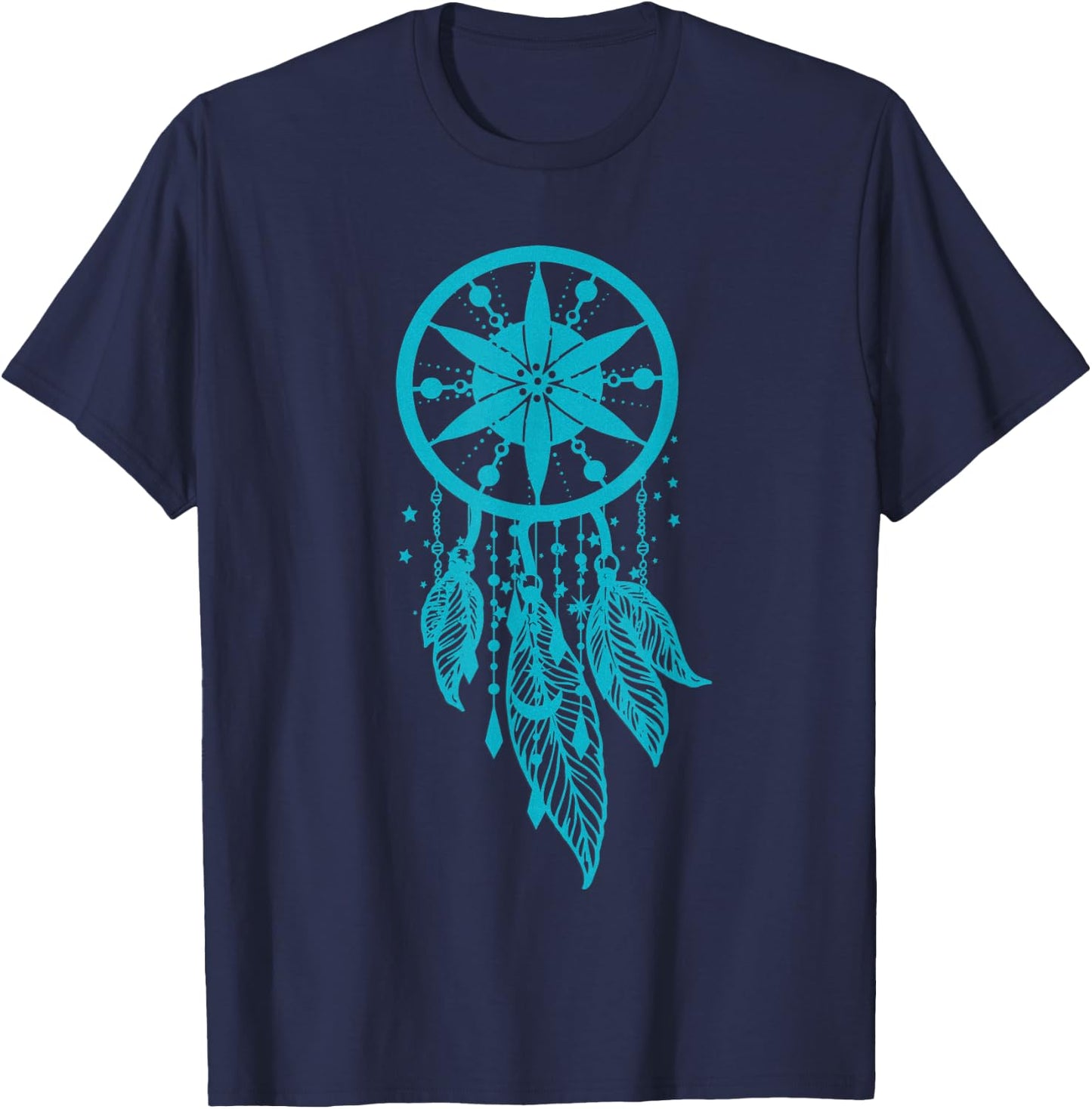 Teal dream catcher moon boho style dream catcher T-Shirt - T-Shirt | Navy