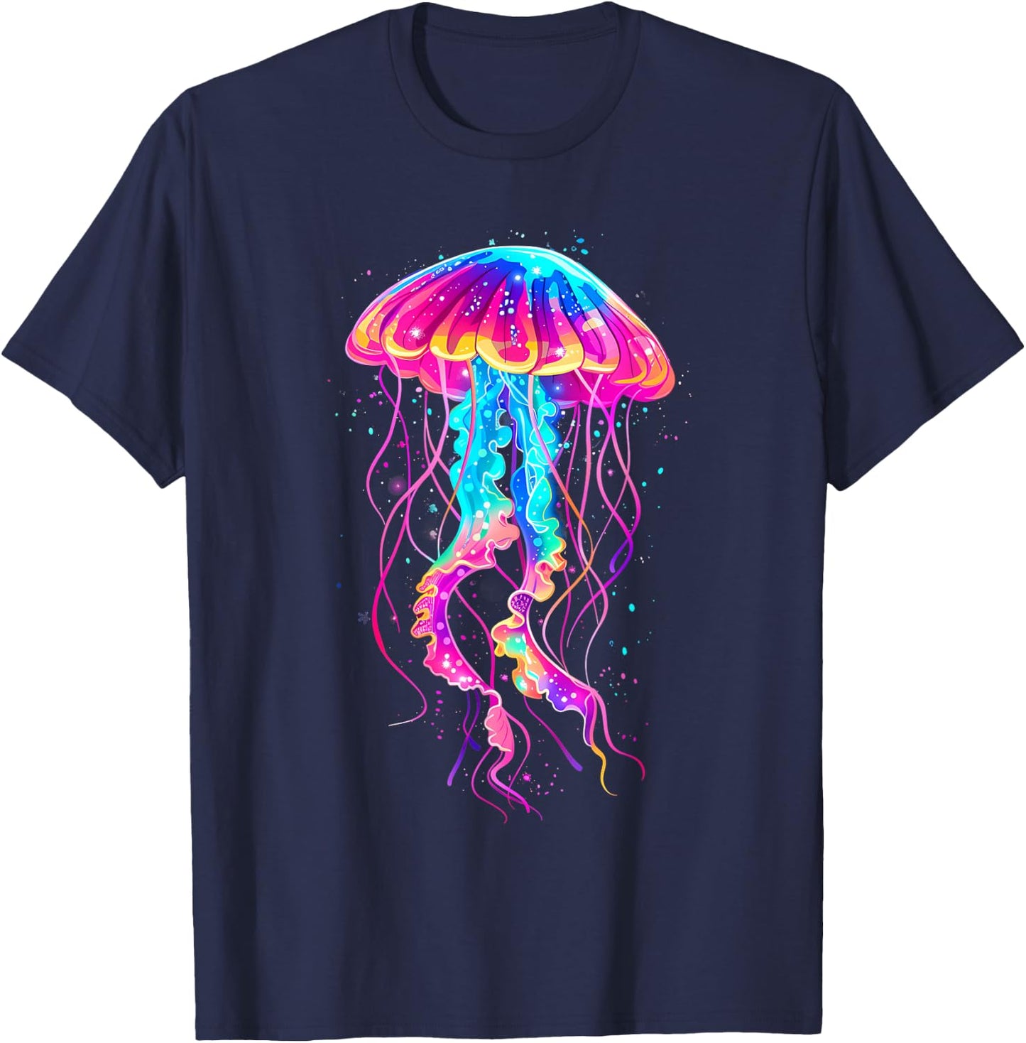 Jellyfish Sea Ocean Jellyfish Motif Marine Mammal Artwork T-Shirt - T-Shirt | Navy