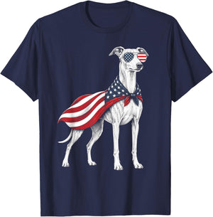 Whippet 4th of July US American Flag Dog Patriotic T-Shirt - T-Shirt | Navy