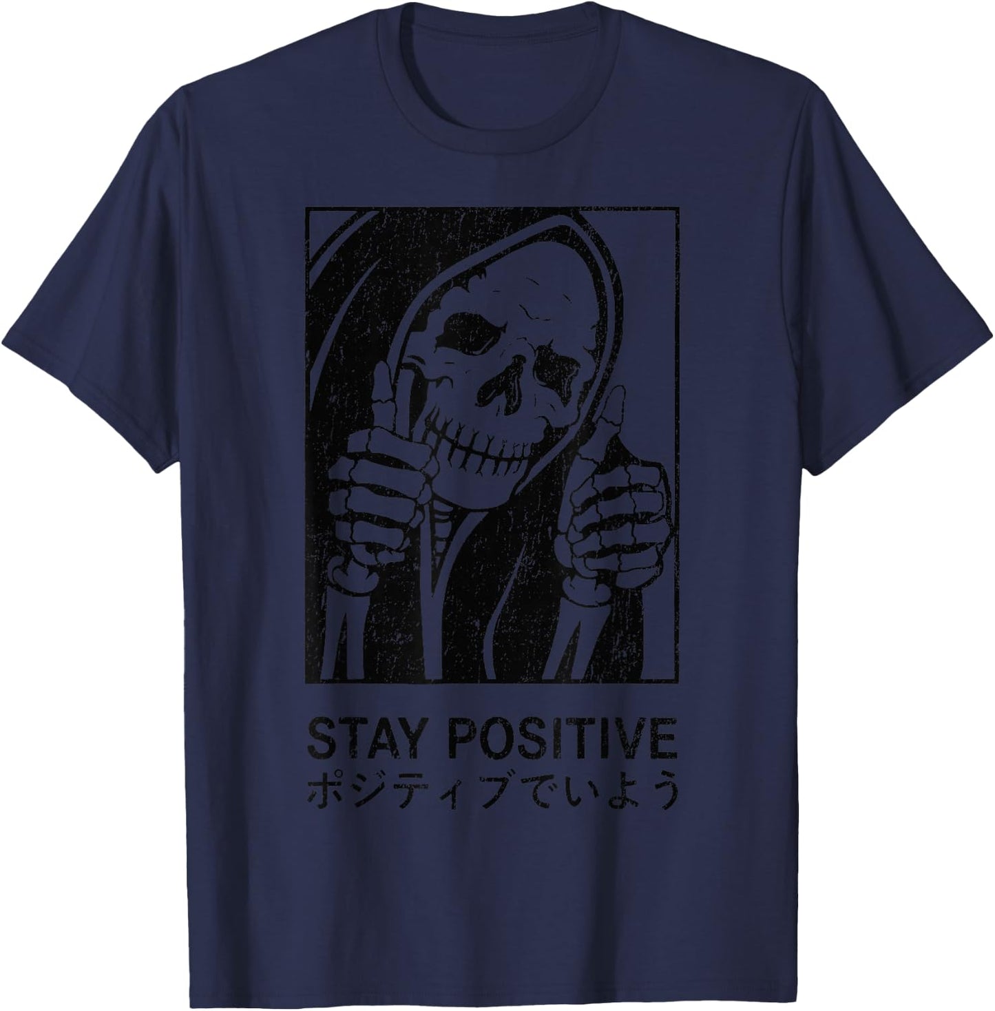 Aesthetic Clothes Vintage Streetwear Fashion Women Men Skull T-Shirt - T-Shirt | Navy