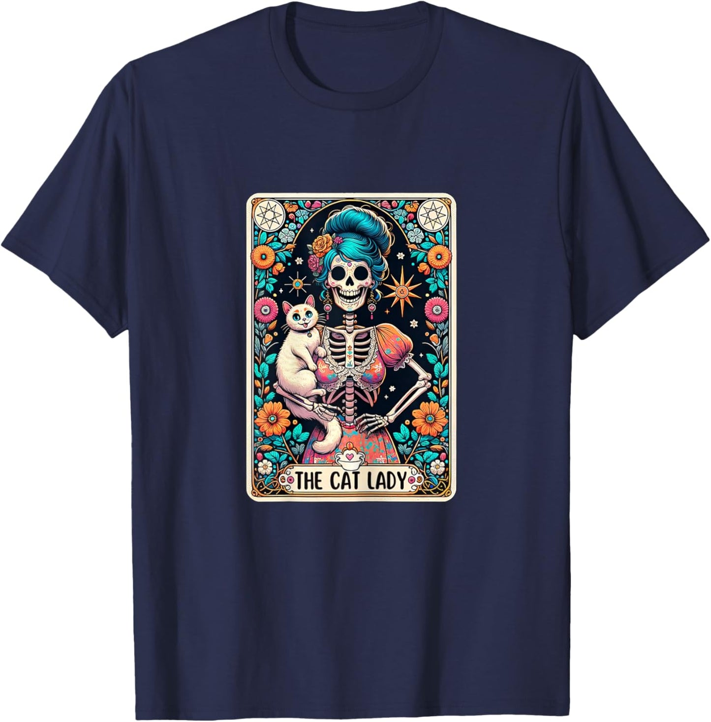 Cat Lady Tarot Card Gothic Women Cat Mom Mothers Day T-Shirt - T-Shirt | Navy