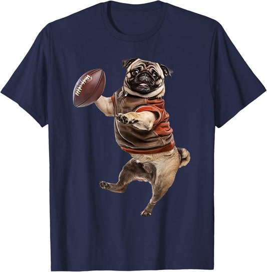 Pug Football T-Shirt - T-Shirt | Navy