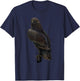 realistic Hawk bird sitting on branch for lover Ornithology T-Shirt - T-Shirt | Navy