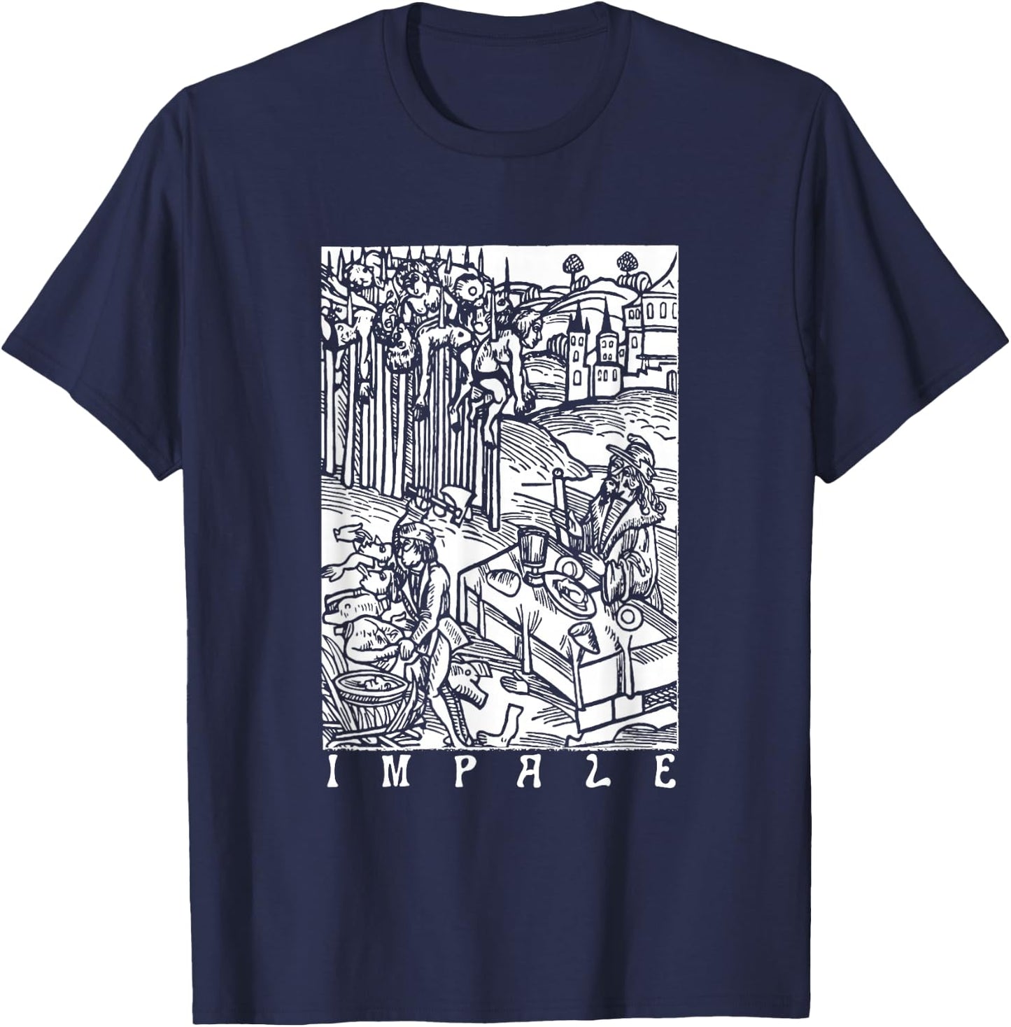 Impale Vlad Tepes Vintage Antik Makaber T-Shirt - T-Shirt | Navy