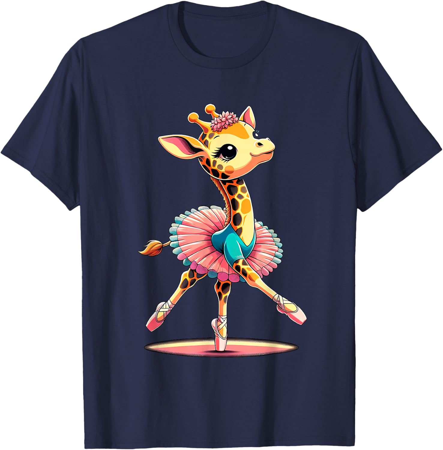 Ballerina Giraffe Dancing T-Shirt - T-Shirt | Navy