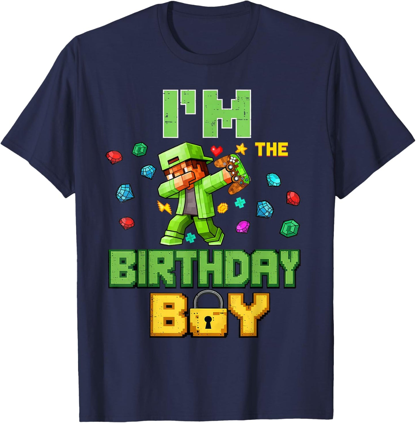 Im The Birthday Boy Video Gamer Pixel Dab Number for Kids T-Shirt - T-Shirt | Navy